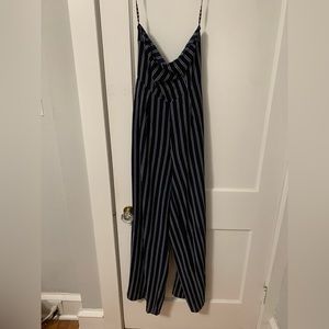 Missguided Navy White Stripe Tie Back Bandeau Jumpsuit Size 4
